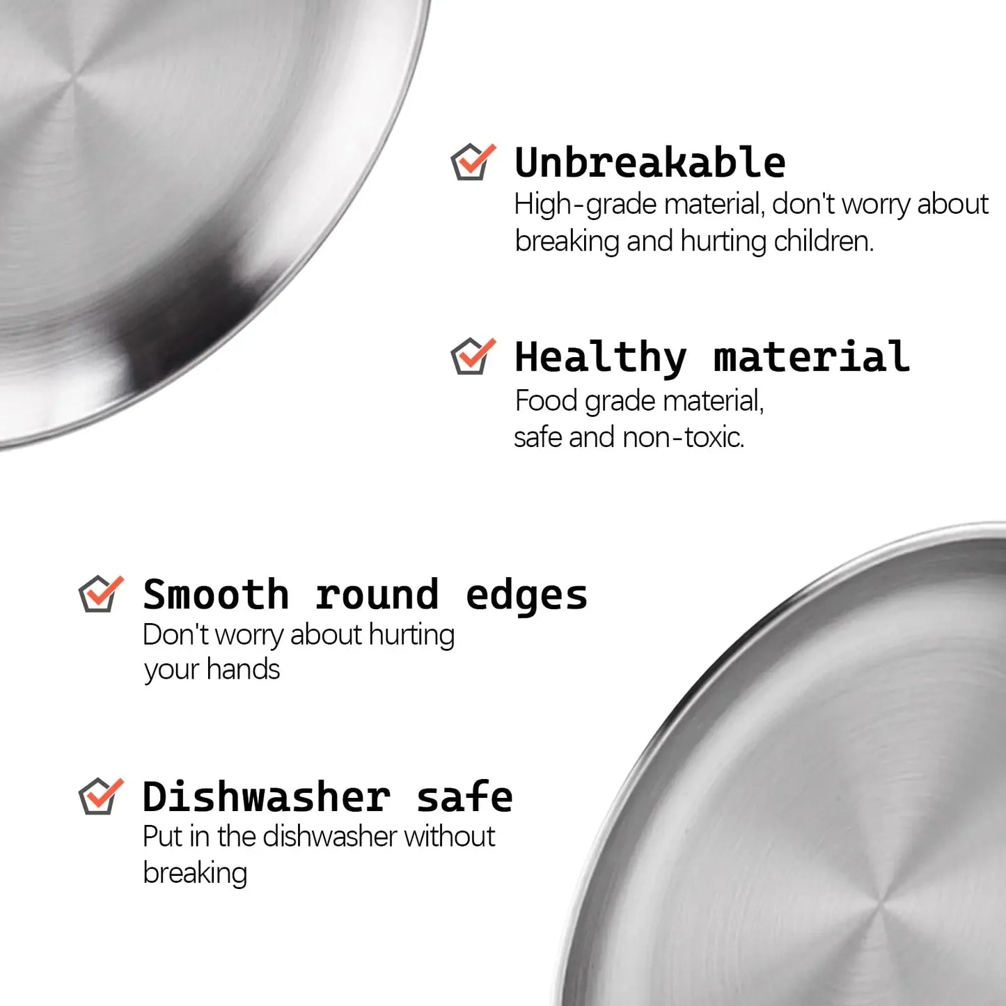 4Pcs Stainless Steel Plate Tray, Dining Tray, Steak Plate, Barbecue Plate, Korean Stainless Steel Circular Barbecue Plate