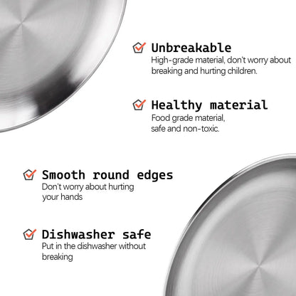 4Pcs Stainless Steel Plate Tray, Dining Tray, Steak Plate, Barbecue Plate, Korean Stainless Steel Circular Barbecue Plate