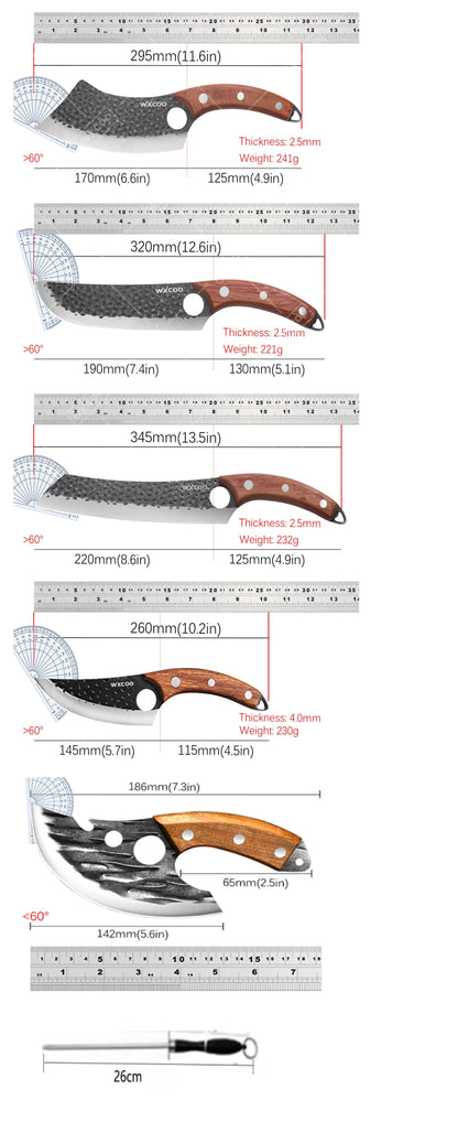 WXCOO Forged Butcher Bone Cutter Kitchen Knife Stainless Steel with Sheath 1~8pcs Chef Fruit Knives Scissor BBQ Cooking Boning