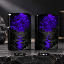 Mysterious Purple Nightriver Landscape Lighter, Starry Cloud Valley Scenic Portable Igniter, Stylish Decor For Outdoor Camping Daily Commute, Unique Exquisite Gift For Scenery Lovers, Artistic Aesthetic Collectible Acce A Hum