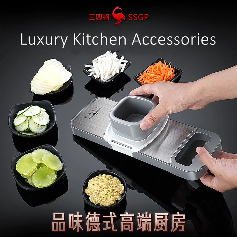 Luxury 420 Stainless Steel Blade LFGB Certificate Magic Chopper Magnetic Suction Back Slicer for Potato Cucumber Carrot Crusher
