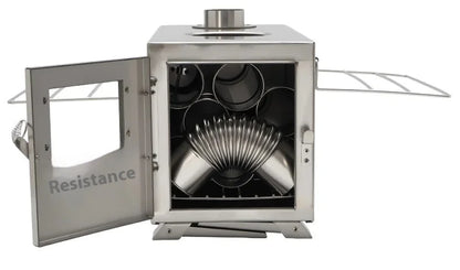 MOUNTAINHIKER Wood-burning Stove Outdoor Camping Firewood Burner Stainless Steel Foldable Tent Heater with Tent Patio Fireplace