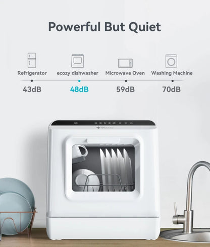 Ecozy Portable Countertop Mini Dishwasher with 5L Water Tank 6 Washing Programs Air Drying Function
