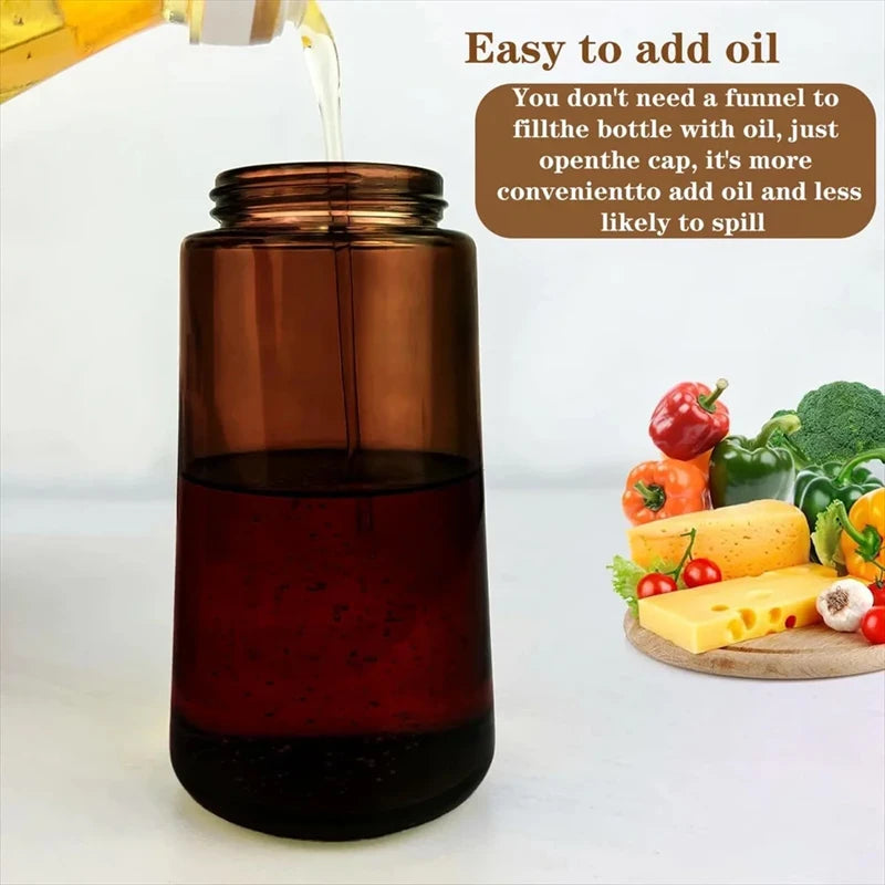 2-in-1 16oz 470ml Brown Glass Oil Sprayer Leakproof Eco-Friendly Olive Oil Dispenser Perfect for Cooking BBQ Grill Air Fryer