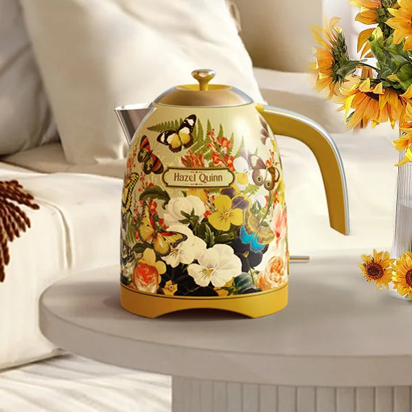 1700ml Retro Printed Electric Kettle Household 304 Stainless Steel Boil Kettle Automatic Power Off Teapot Kitchen Tool 1850W