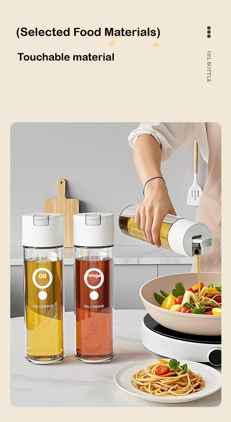 Transparent Glass Olive Oil Bottle Leak Proof Kitchen Seasoning Soy Sauce Vinegar Multifunctional Durable Storage Bottle 500ml
