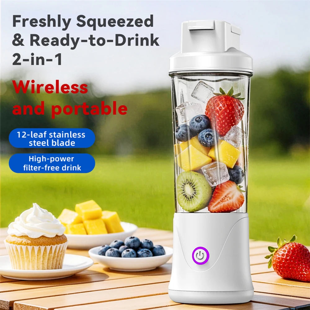 6 Blades Electric Juicer Cup 2 Cups For Travel Portable Juicer Mixer Usb Charge Fresh Fruit Juice Personal Blender Smoothie