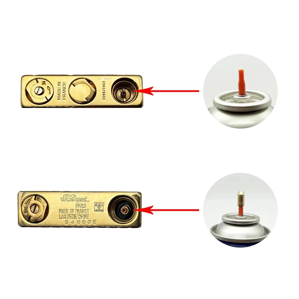 Brass Vertical Pattern Gas Lighter, Ping Sound Soft Flame Refillable Butane Vintage Lighter for Men Cigarette Cigar