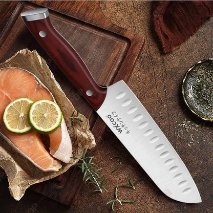 WXCOO 1-5pcs Professional Kitchen Knife Set Ultra Sharp Chef's Knife Meat Cleaver Fruit Slicing Stainless Steel Cutting Board