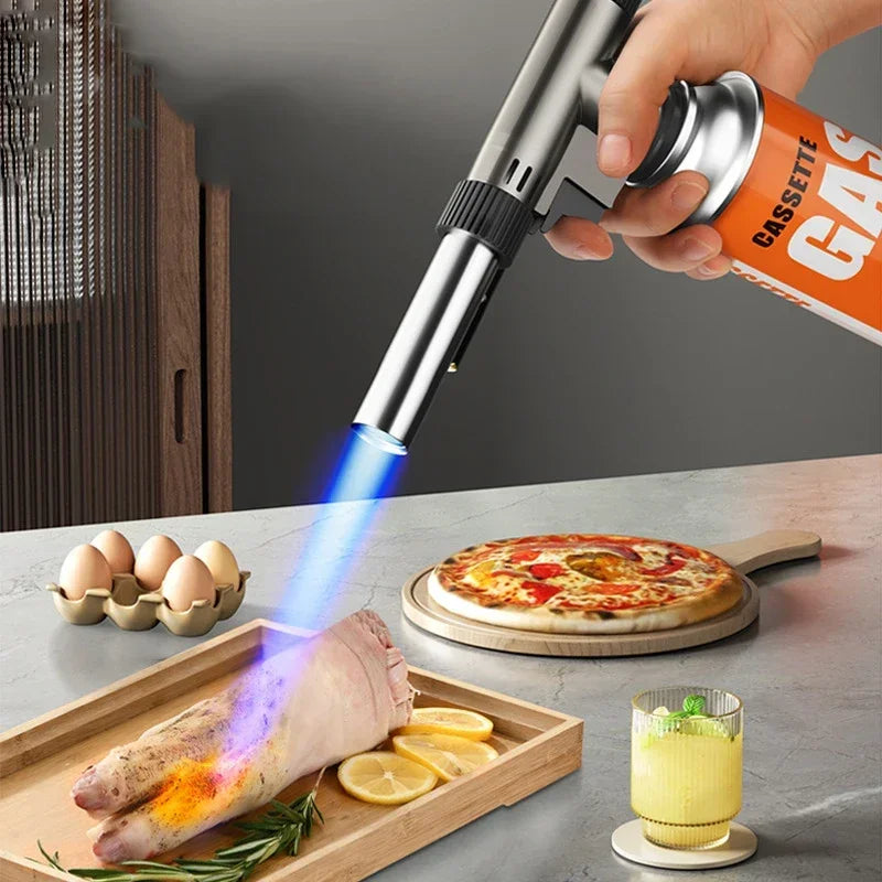Metal Gas Burner Torch Flame Gun Butane Burner Outdoor Camping BBQ Flamethrower Welding Equipment Kitchen Lighter Fire Starter