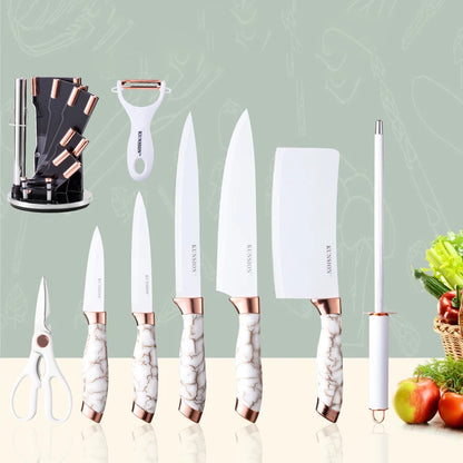 Kitchen Knife 9pcs Acrylic Knife Holder Stainless Steel Slicing Knife Bread Knife Fruit Knife Chef Knife