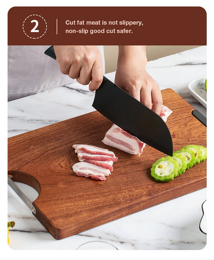 Ebony chopping board solid wood square plate multi-functional double-sided cutting board kitchen whole wood cutting board