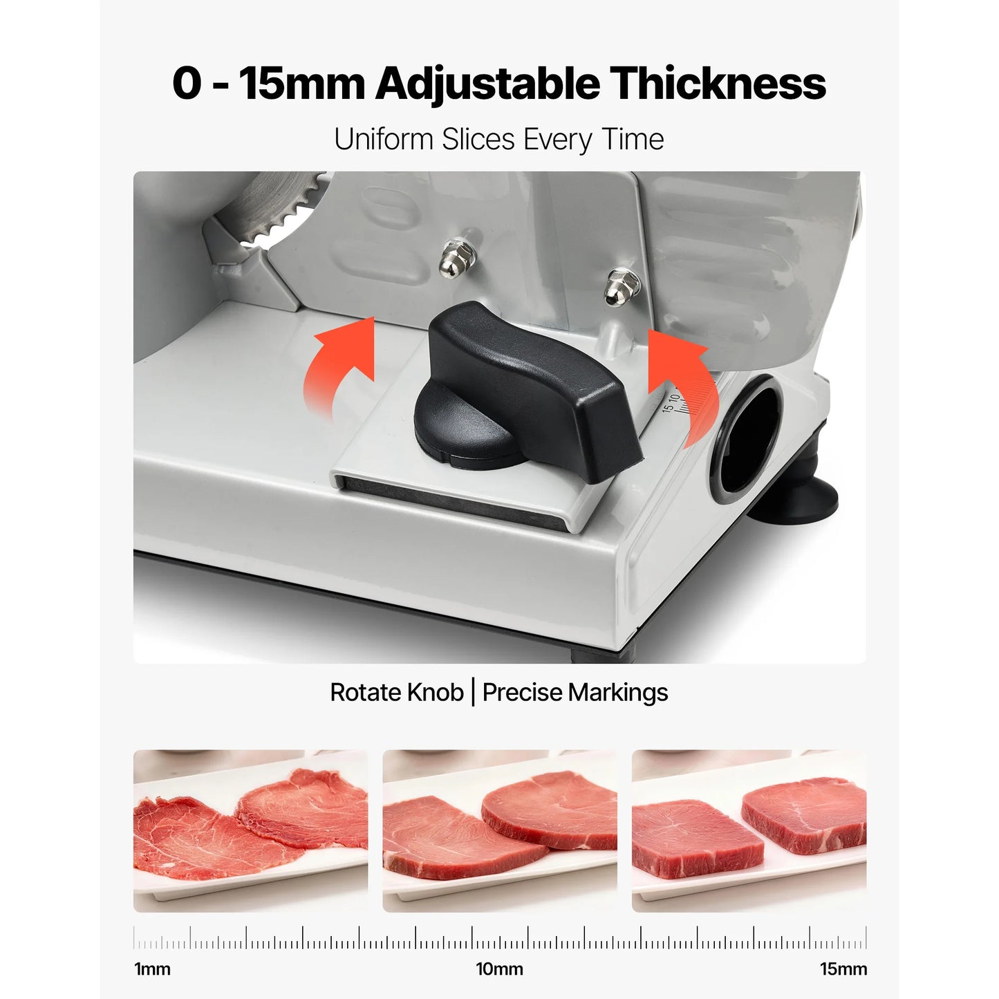 SucceBuy 6.7-8.7inch Meat Slicer Electric Deli Slicer Machine with two SUS420 Blades Food-Slicer for Meat Ham Baguett, Steak