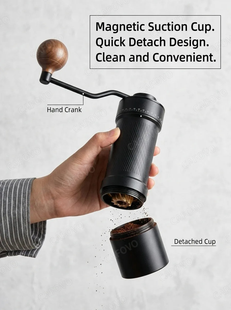 CAFOVO MG138C Coffee Grinder Electric & Manual Set 10-Star Titanium Plating Conical Burr 60-Step Precision for Espresso Travel