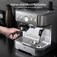 Espresso Machine with Milk Frother and Grinder, 15 Bar Automatic Espresso Coffee Machine All In One Coffee Maker with Italian ULKA Pump, 2.5L Water Tank, Brushed Stainless Steel for Home Office