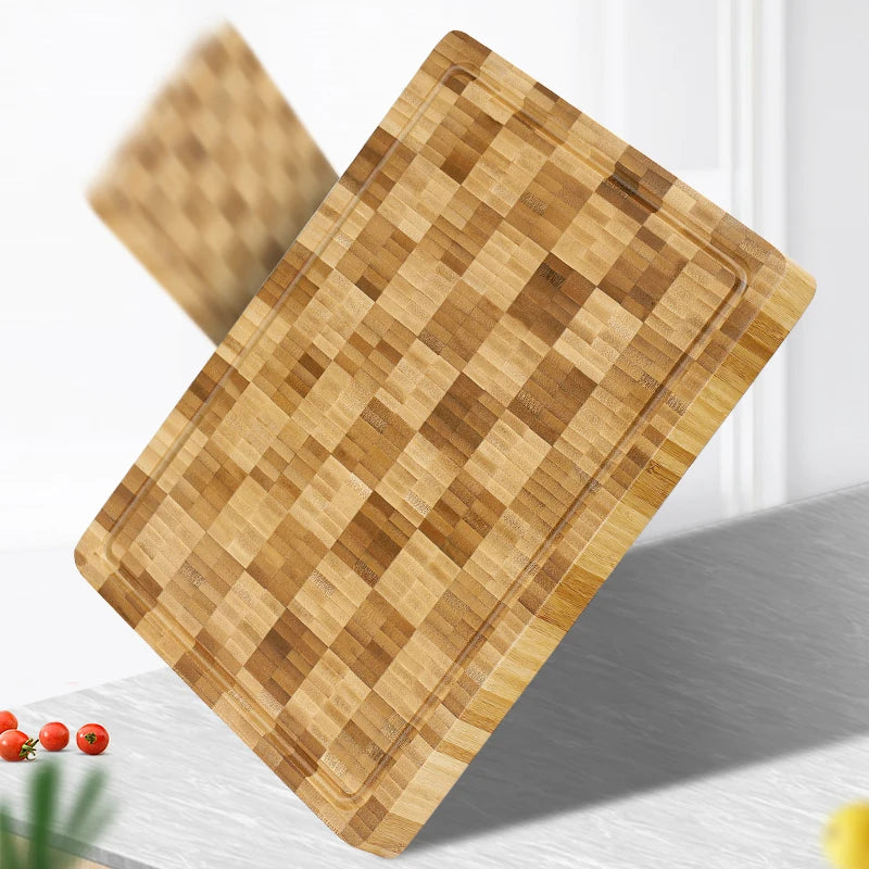 Large Bamboo Cutting Board Kitchen Chopping Block Butcher Board for Meat Fruit Vegetables Thick Chopping Board With Juice Groove