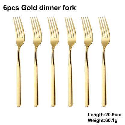 4/6/12/16/18/20/24Pcs Gold Cutlery Set Stainless Steel 304 Tableware Elegant Western Knife Fork Spoon Mirror Dinner Set