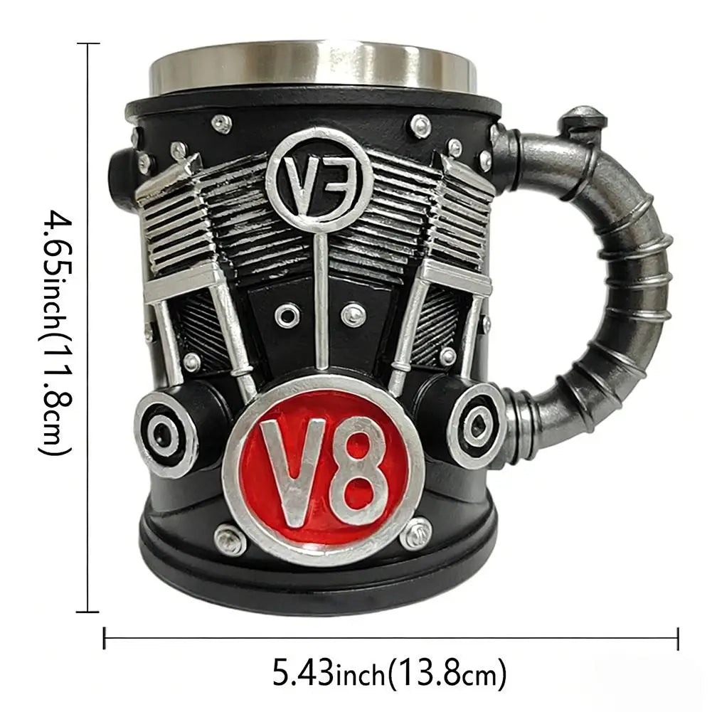 2025 V6 V8 Makeup Creative Resin Stainless Steel Water Cup Personalized Wine Cup Gift Decoration Coffee Mug Cool Idea