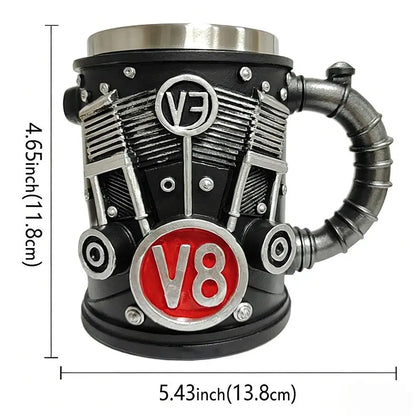 2025 V6 V8 Makeup Creative Resin Stainless Steel Water Cup Personalized Wine Cup Gift Decoration Coffee Mug Cool Idea