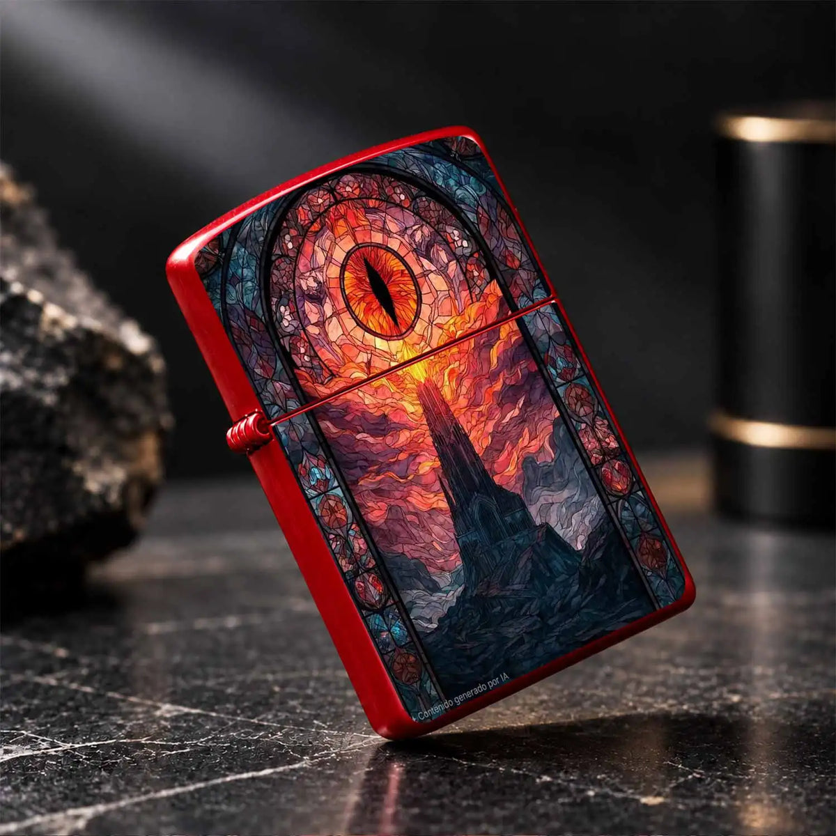 Creative Stained Glass Style Eye Of Sauron & Dark Tower Themed Lighter, Artistic Aesthetic Portable Accessory For Daily Use, Outdoor Camping, Lighting Candles Incense, Unique Exquisite Gift For Fantasy Art Fans, Multi-Scenari