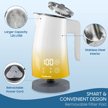 1200W Electric Kettle Temperature Control, Coffee Tea Electric Pot Water Kettle, 2 Hour Keep Warm, Automatic Power Off, Digital Display, 304 Stainless Steel Liner, 1.25L Capacity