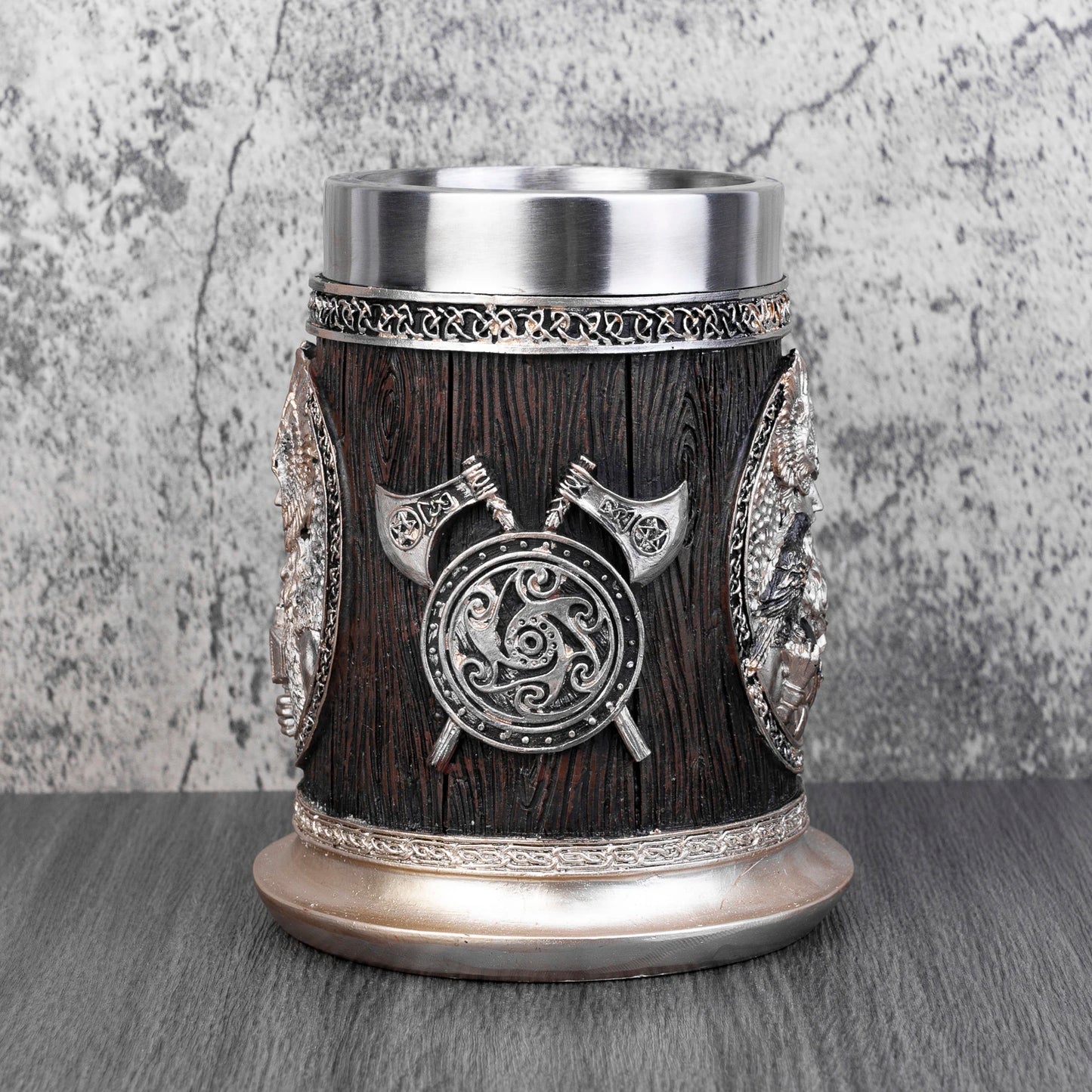 Norse Mythology Odin Thor Mug Tankard 304 Stainless Steel Resin 3D Retro Beer Stein Birthday God of War Lover Gift 600ml 20 oz