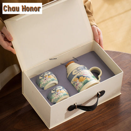 650ml Lotus Pond Moonlight Ceramic Water Jug Heat Insulation Water Kettle Carafe Hot and Cold Water Pitcher Teaware Accessories