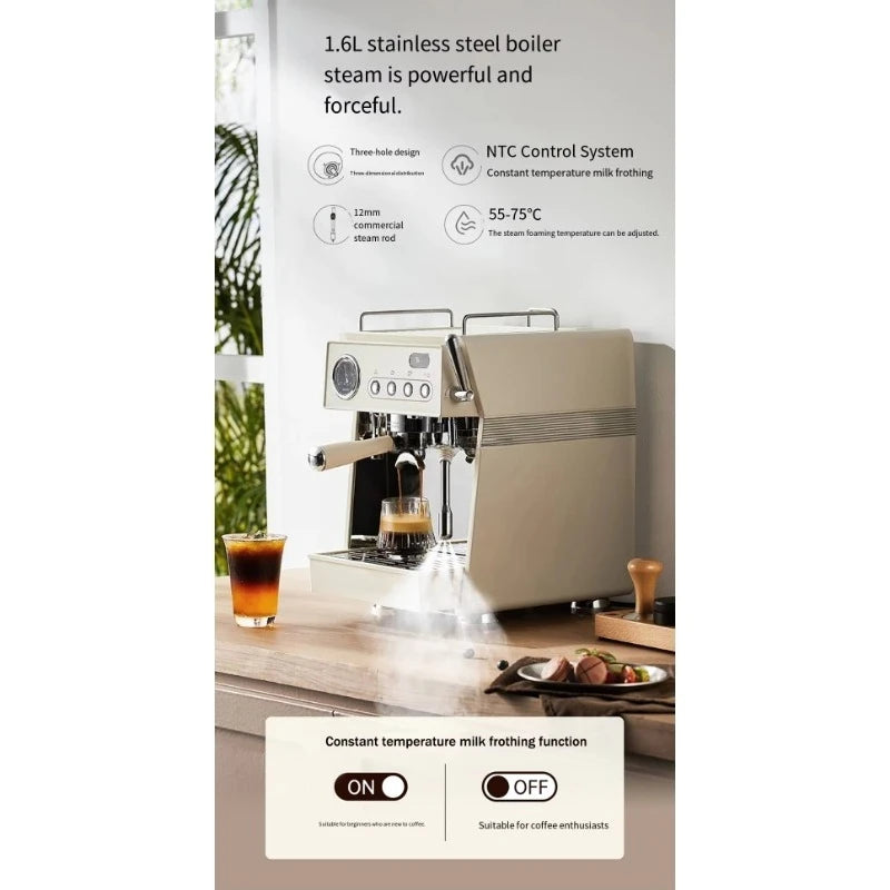 oo-Household Coffee Machine with Grinding Function Semi-automatic Electric Espresso Machine for Latte & Cappuccino