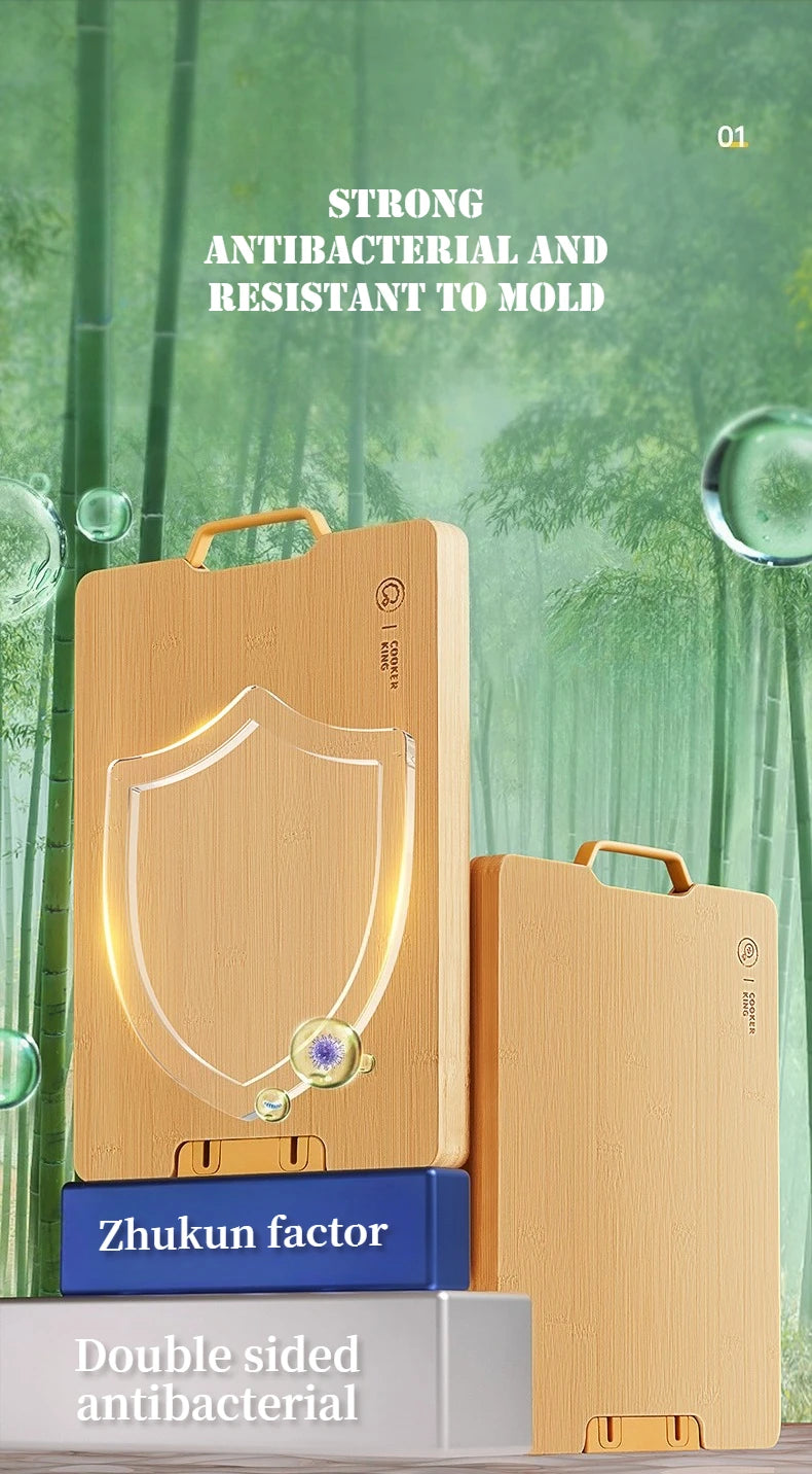 COOKER KING 3 Sizes Standable Cutting Board Moso Bamboo Chopping Board with Sharpening Stone Preparation Board Cost-effective