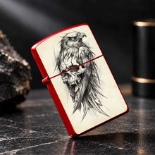 Dark Style Hawk Skull Sketch Portable Lighter, Retro Artistic Decor Carry-On Ignition Tool, Suitable For Daily Travel Outdoor Trips Multiple Scenarios, Trendy Aesthetic Practical Gift Item With Unique Hand-Drawn Texture A Hum
