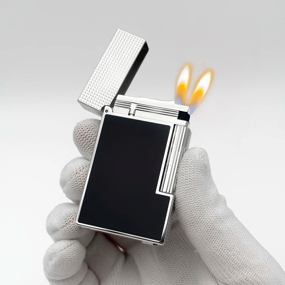 Gas Flame Lighter Metal Glossy Vs Matte Lacquer Cigar Accessories Smoking Cigarette Tools Includes Nozzle Adapter