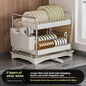 Dish Drying Rack 2-Tier Compact Kitchen Dish Rack Drainboard Set Large Rust-Proof Dish Drainer with Utensil Holder Kitchen Racks
