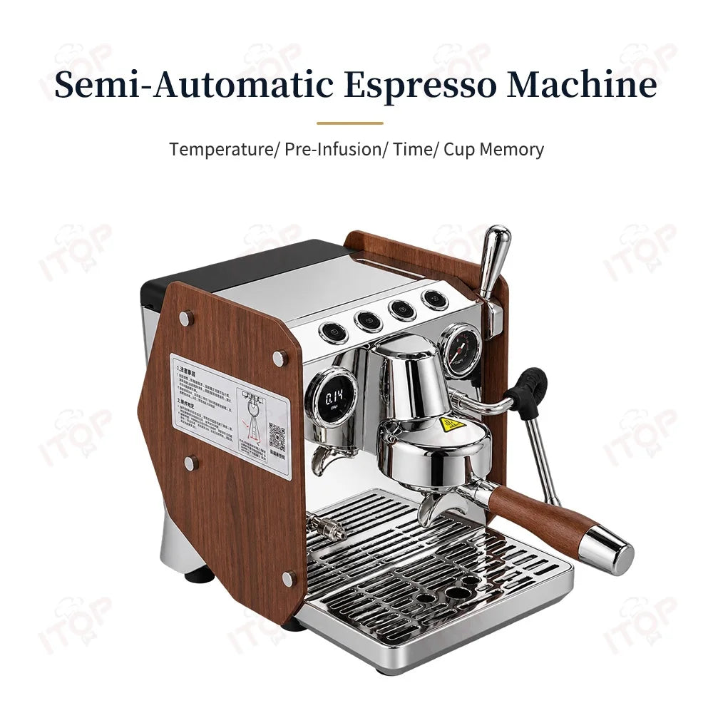 ITOP CMLC05 Coffee Machine 58mm Brew Head 1850W NTC Temp Control 9‑12Bar Optimal Pressure 4 Customizable Parameters 2L Tank