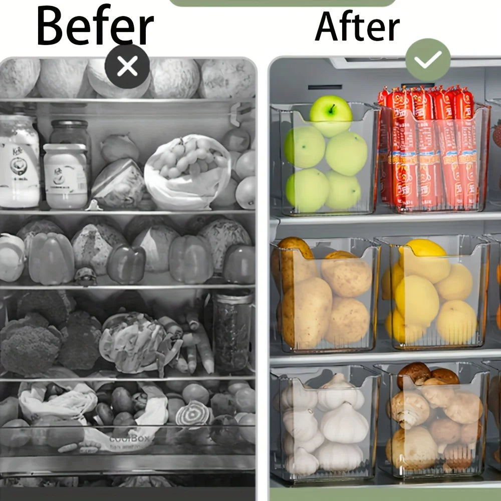 3Pcs BPA-Free Refrigerator Side Door Organizer Set Transparent,Freshness Preserving Storage Containers for Kitchen & Dining