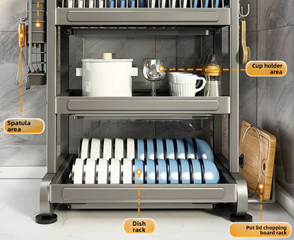 Minimalist Countertop Storage Stainless Steel Drain Dish Rack Kitchen Shelf Multifunctional Shelf Drain Dish Rack