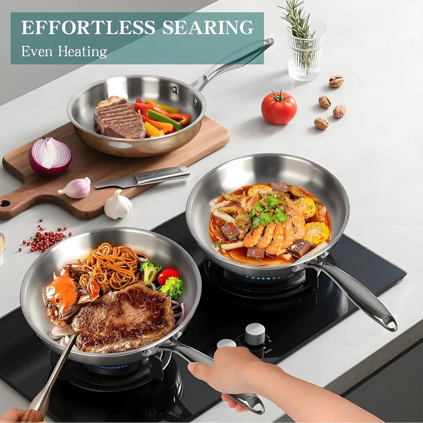 11 Piece Stainless Steel Cookware Set, 3 Ply, Induction Compatible, Oven & Dishwasher Safe