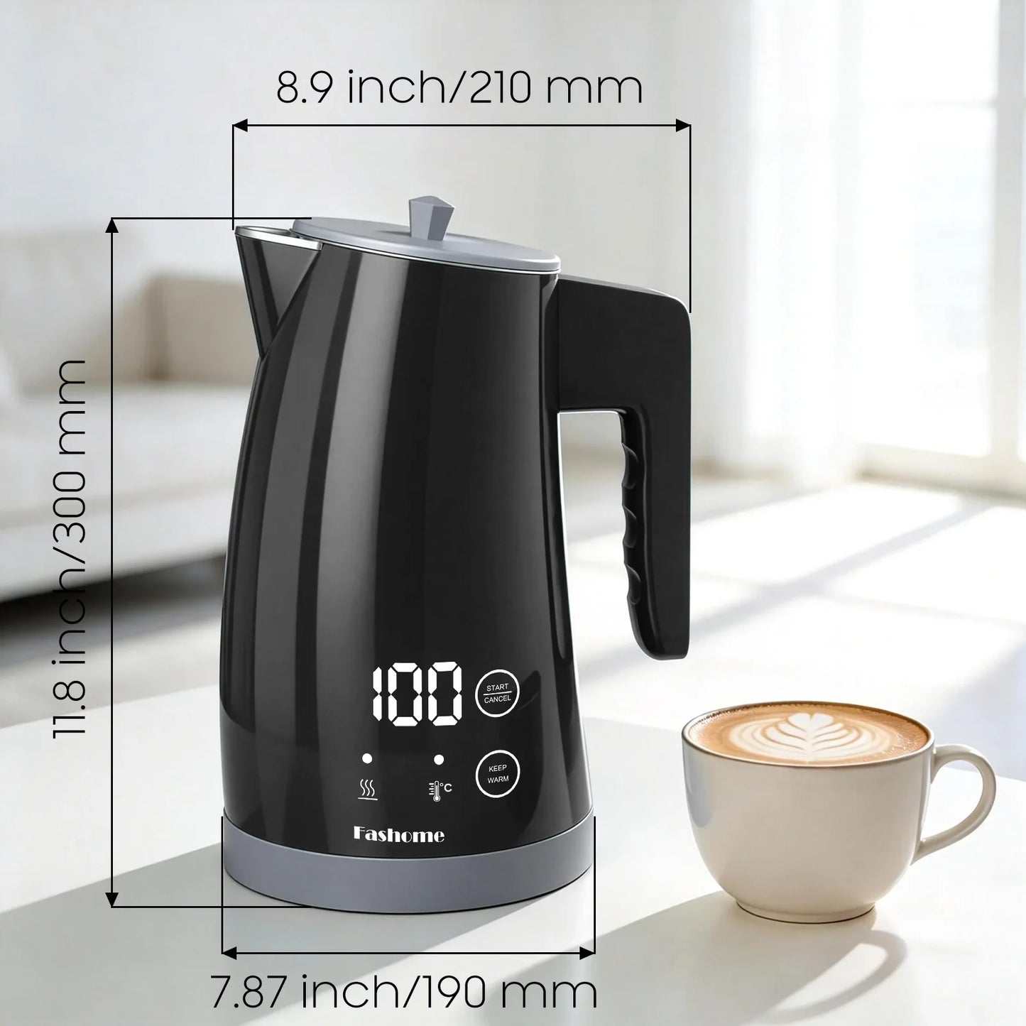 1.25L Electric Kettle Temperature Control, 1200W Fast Boil Electric Tea Kettle, Digital LED Display, 304 Stainless Steel Inner, Auto Shut Off, 2Hour Keep Warm, Hot Water Boiler For Coffee & Tea