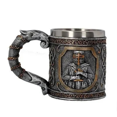 3D Beer Mugs Coffee Cups Gothic Goblet Iron Tankard Stainless Steel Resin Wine Glass Mug 600ML Skull Father's Day Gift 1 pcs