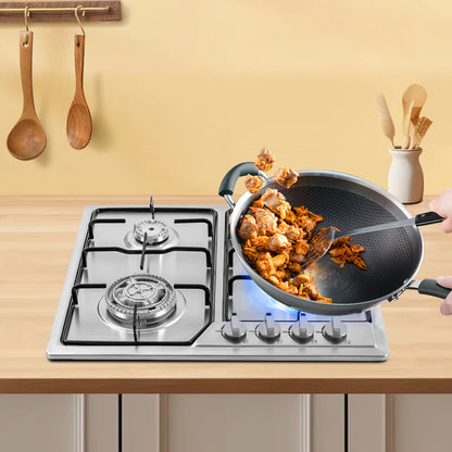 4 Burners Stainless Steel Gas Stove,  22″x20″ Built-In Natural Gas Cooktop  Gas Stove Top with Sealed Burner, Pulsed Ignition, Thermocouple Protection