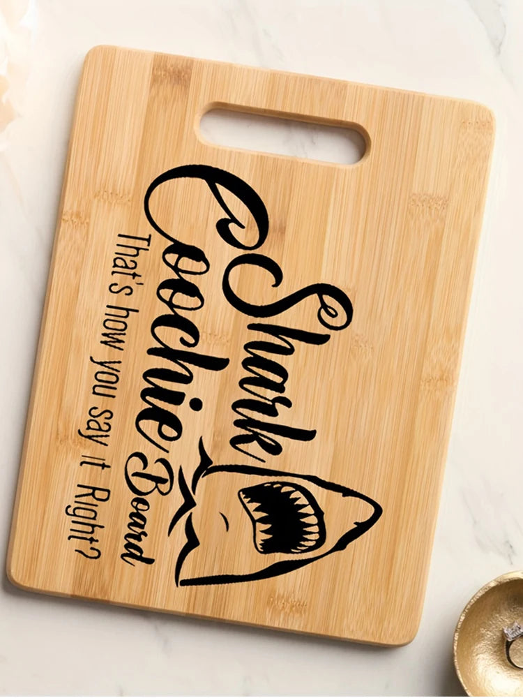 Bamboo Great Shark Engraved Cutting Board - Humorous Kitchen Decor, Perfect Housewarming Gifts，Outdoor camping, dinner party