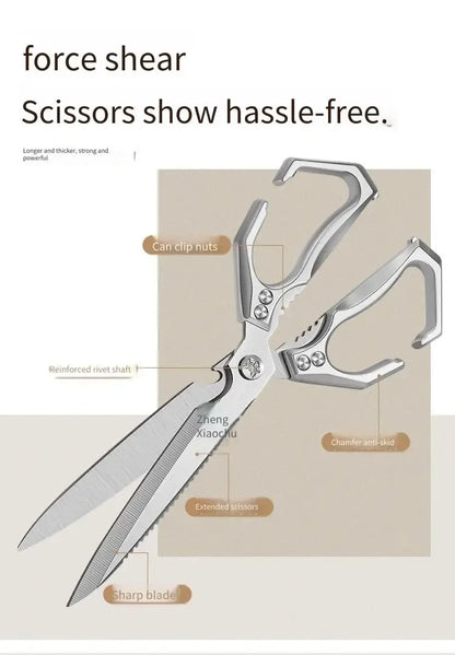 New Multifunctional Stainless Steel Poultry Bone Scissors for Home Use Extended-Length Kitchen Seamstress ScissorsGrill Scissors