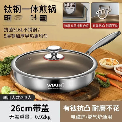 Titanium Pan Non-stick Frying Pan Household Wok Steak Frying Pan Induction Cooker Gas Stove Special  Wok Frying