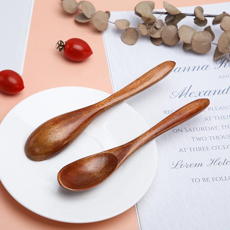 Natural Wood Spoon Bamboo Cooking Utensil Coffee Kitchen Teaspoon Tableware Accessories Spoon Teaspoons for Tea Stirring Spoons