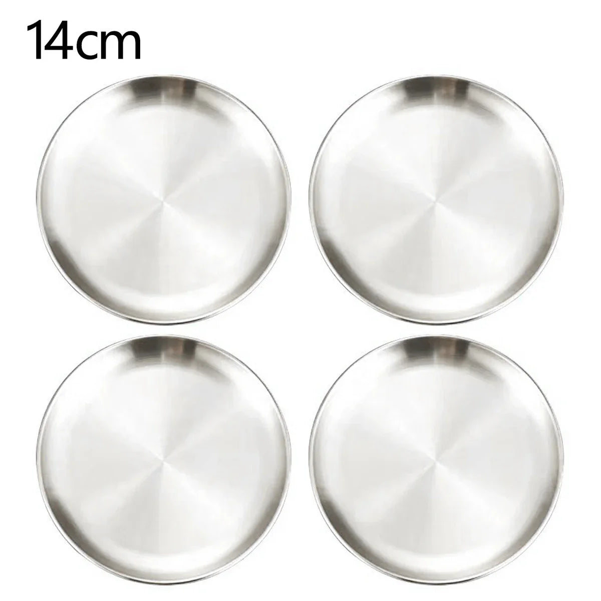 4Pcs Stainless Steel Plate Tray, Dining Tray, Steak Plate, Barbecue Plate, Korean Stainless Steel Circular Barbecue Plate