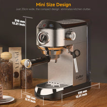 BioloMix 20 Bar Stainless Steel Semi-Automatic Coffee Machine with Milk Frother Wand for Espresso Cappuccino And Powder Coffee