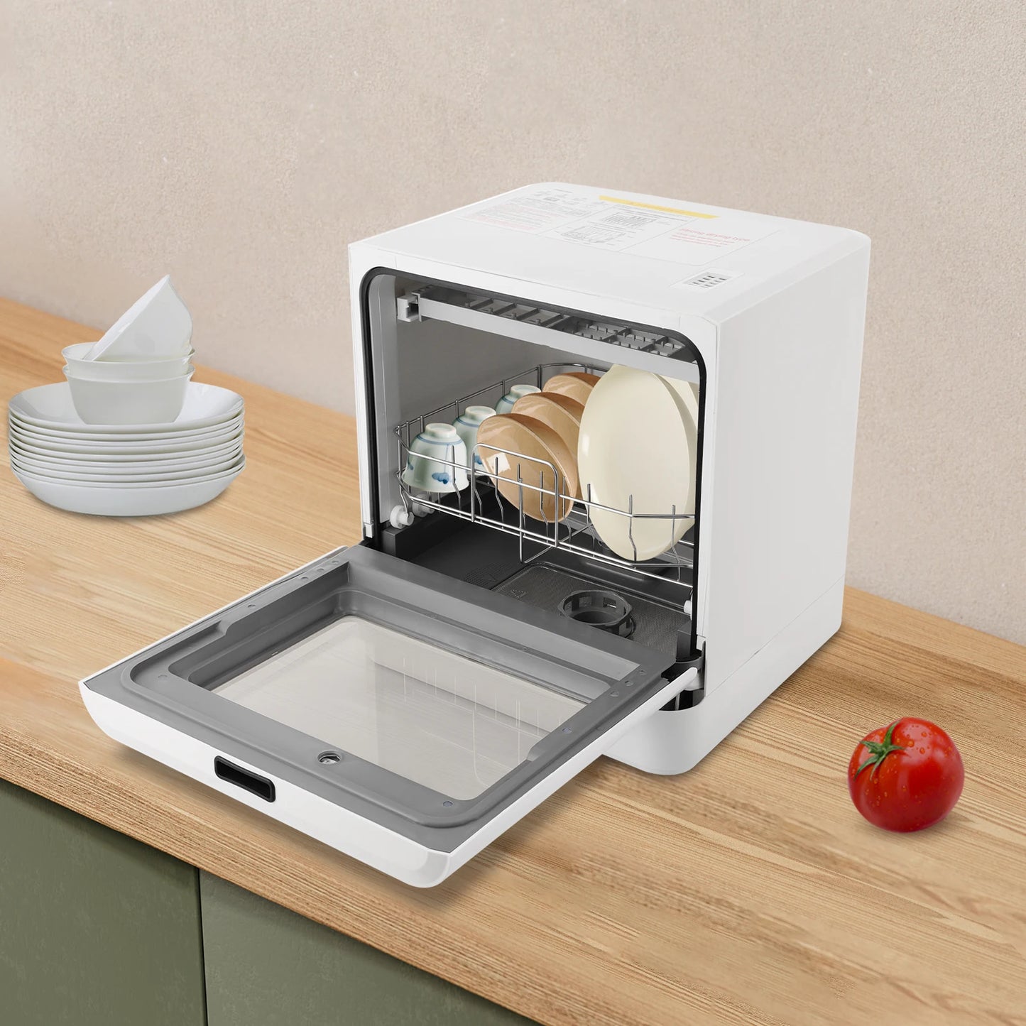 Portable Mini Countertop Dishwasher 39*43*46cm/15.35*16.92*18.11in- US Standard Household Energy-Saving Efficient with LED Display Bowl Rack Chopsticks Rack