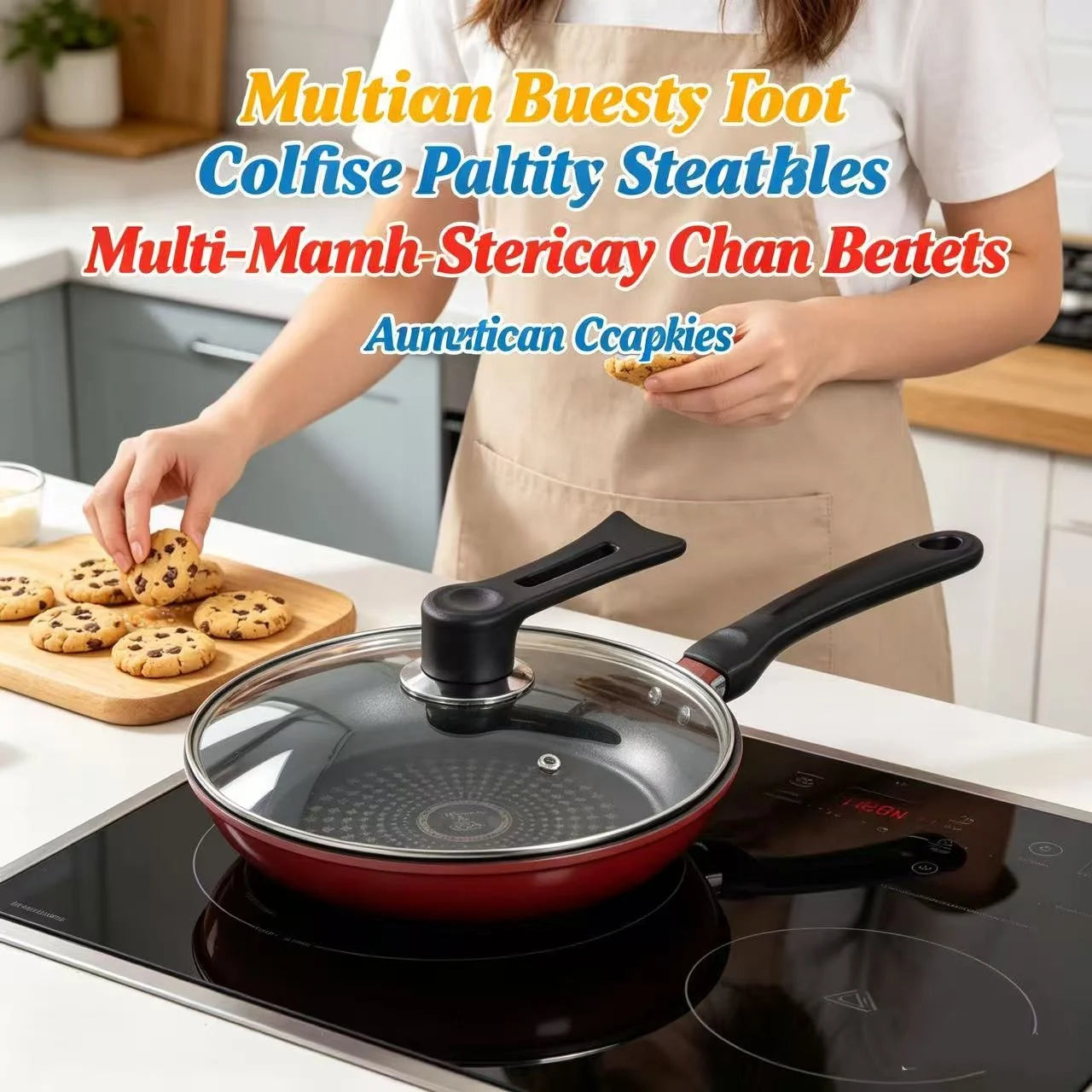 Non-Stick Cast Iron Frying Pan with Lid, Household Non-Stick Oil-Retaining Steak Frying Pan, Pancake Pan, Small Pan, Special Pan for Hand-Grabbed Pancakes, Frying Pan