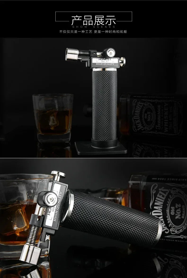HONEST Double Flame Welding Gun Gas Torch Lighter Safety Lock Switch Jet Fire Open Fire Switching BBQ Kitchen Cigar Lighters