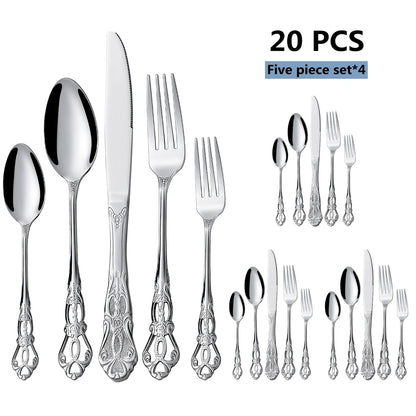 20-40pcs Black/Gold/Silver Dinnerware Set including Knife/Fork/Spoon for Home Restaurant Wedding Party Use
