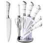 9-Piece Set Stainless Steel Kitchen Knives - with Storage Rack - Ultra-sharp Chef's Knife for Home Cooking Essentials Pink/White
